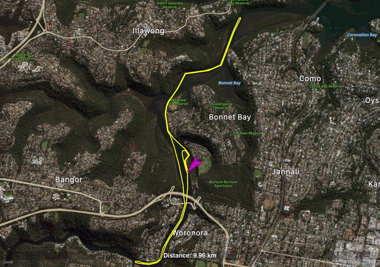 Satellite view of 10km time trial course