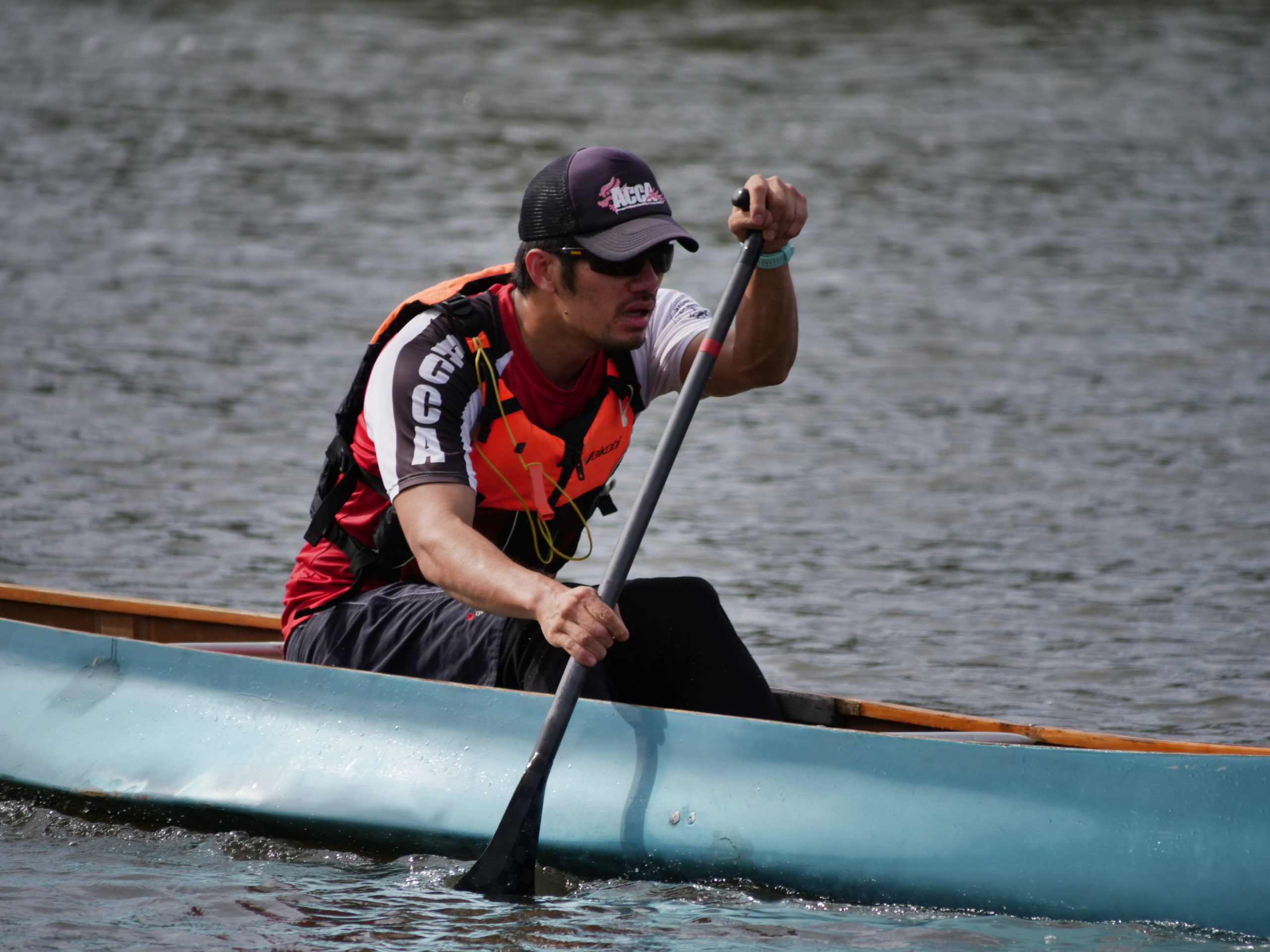 2021 Teralba Marathon - Kim in a blue canoe